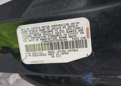 1996 Lexus Ls 400 из США, поврежденный, VIN JT8BH22F6T0038169